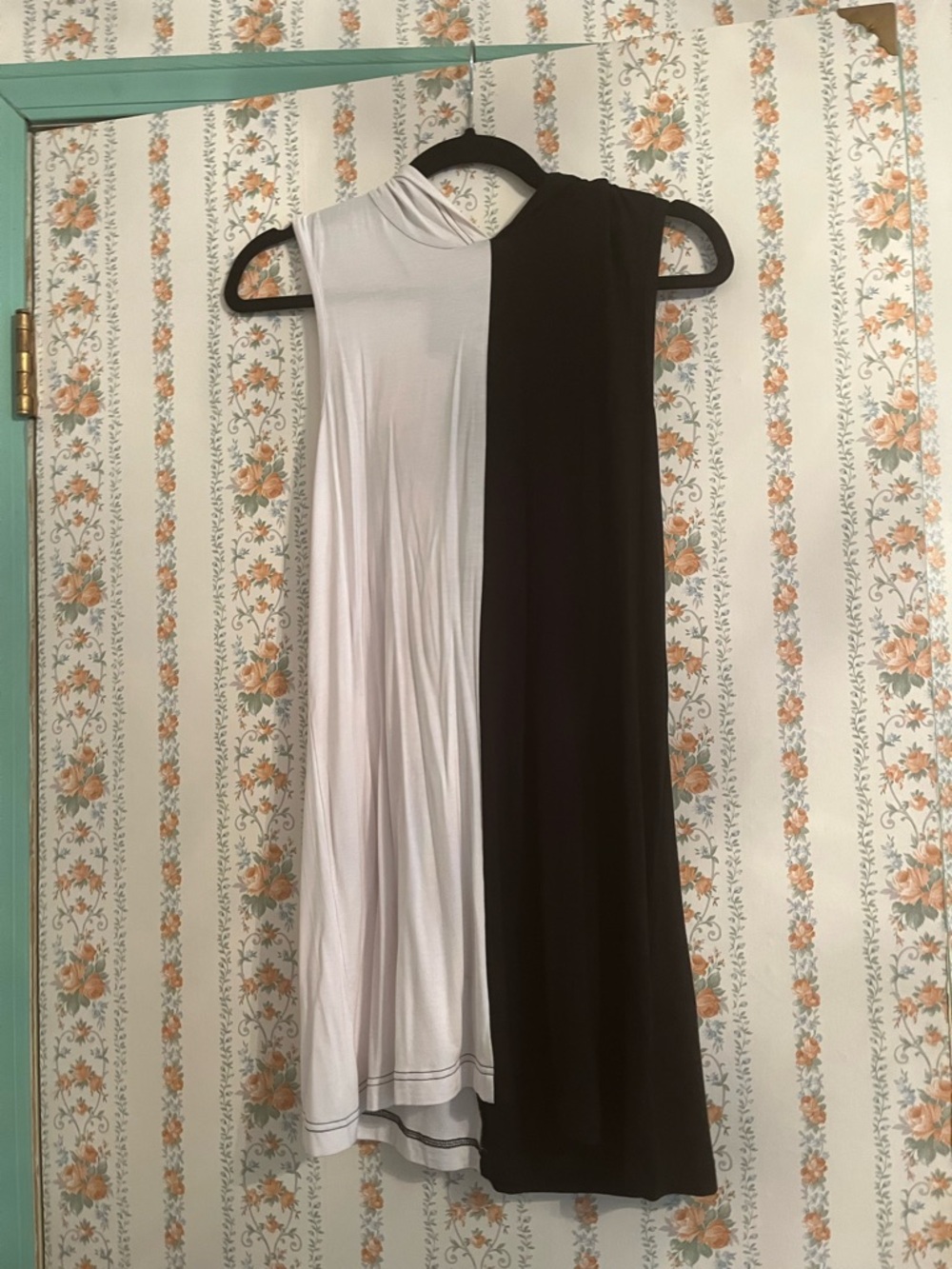 Killstar Sleeveless Two-Tone Black and White Hooded Mini Dress